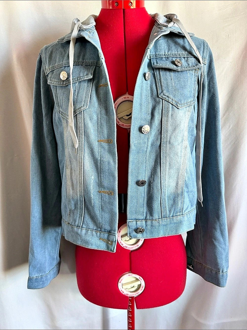 Hooded Denim Jacket in Blue Like New
